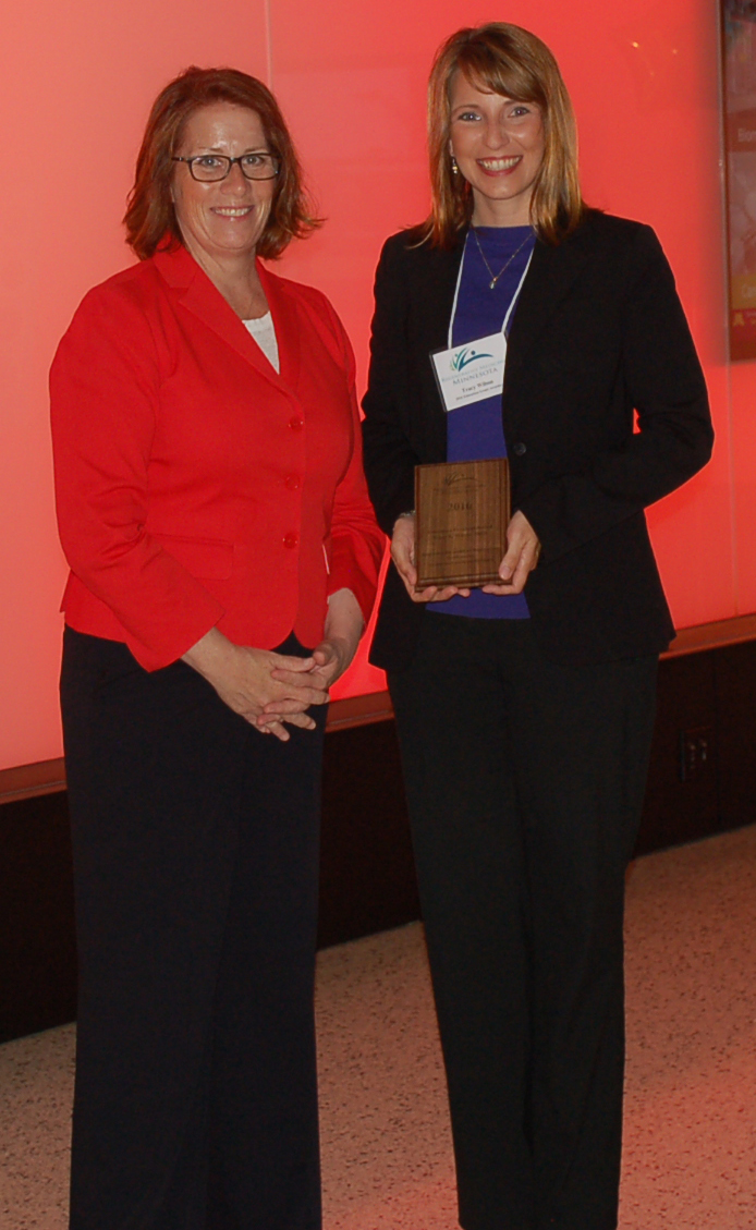 Rep. Erin Murphy with Tracy Wilson, who received an Education Program grant to fund a Scrubs medical sciences camp for middle and high school students at St. Cloud State University.